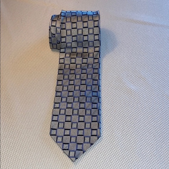 J. Z. Richards Other - J.Z. Richards Parisian Hand-Crafted Silk Tie Blue Gray Geometric Pattern USA